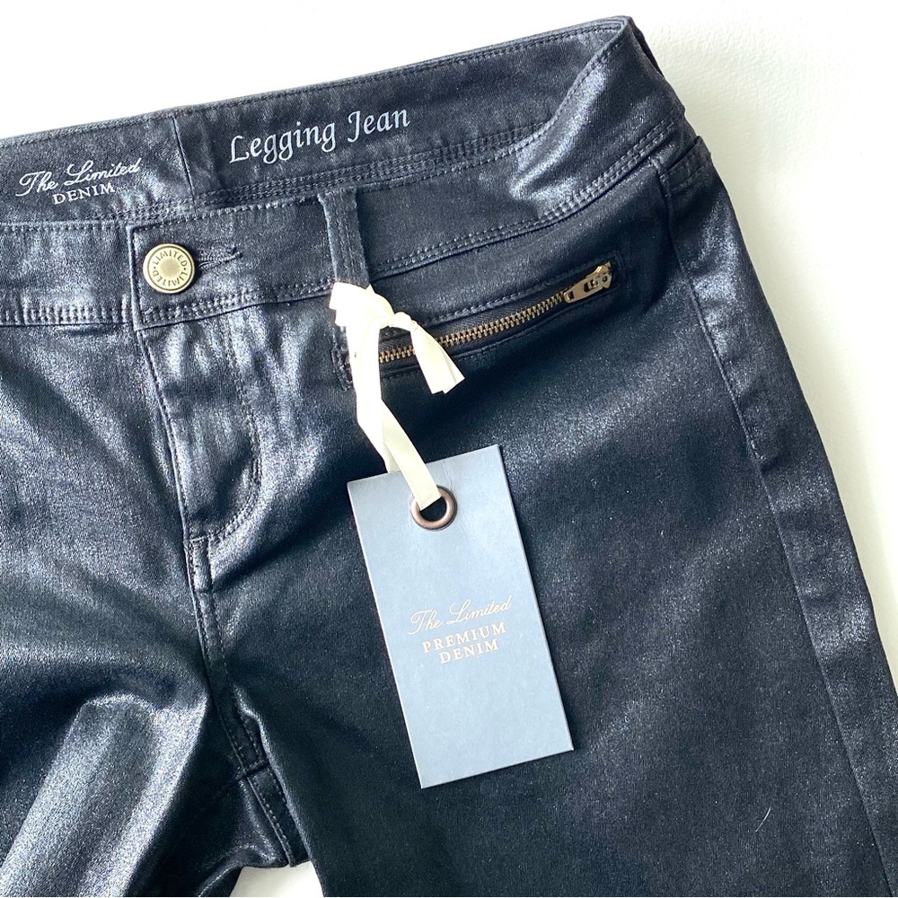 NWT The Limited Shiny Coated Black Legging Jean with Spandex, Size: 10